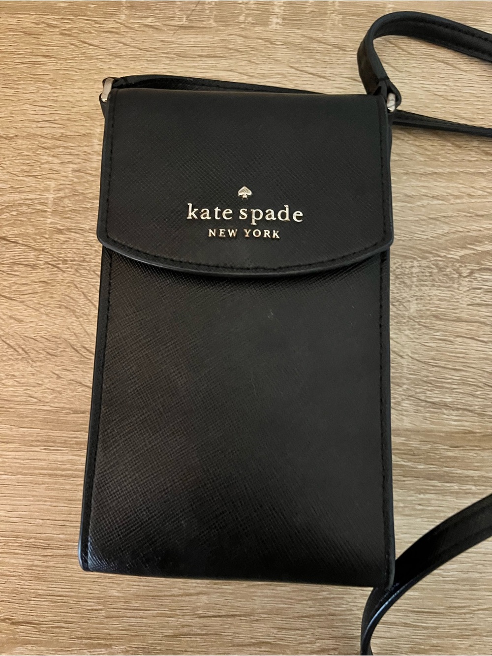 kate spade Black Leather Mini Crossbody Wallet Bag